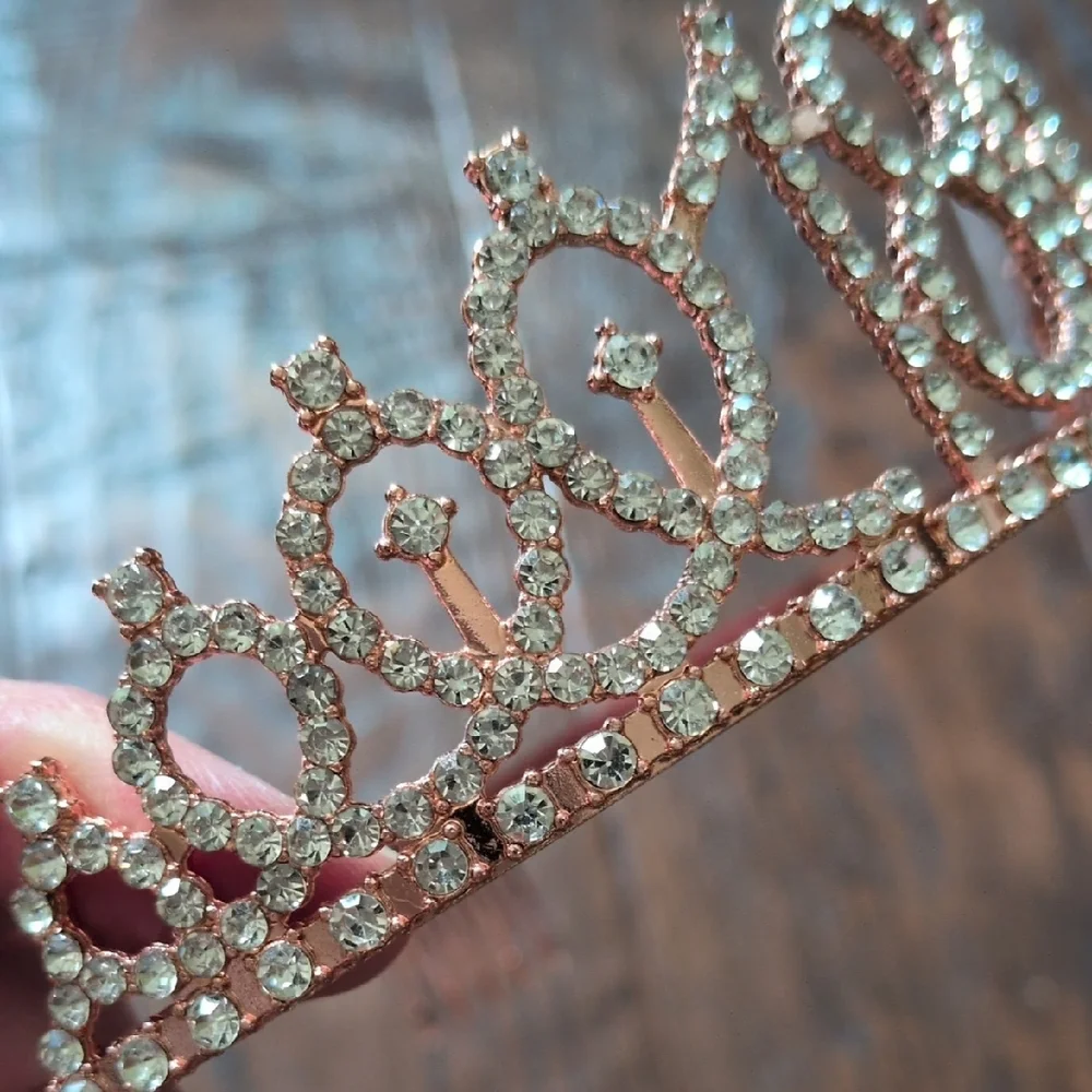 Rose Gold Crystal 18th Birthday Party Celebration Photo Prop Tiara with Combs